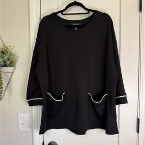 Jones New York Black Scuba Knit Tunic Style Top